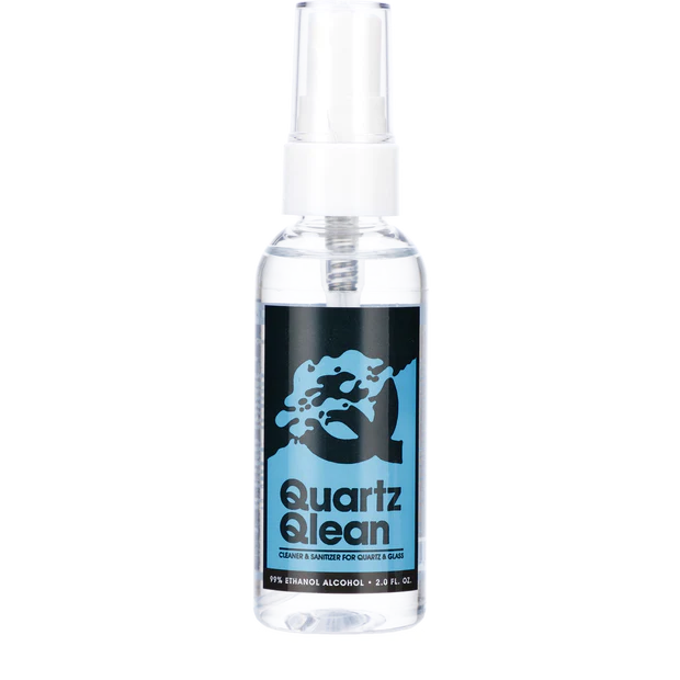 Quartz Qlean 2 oz spray bottle front view, cleaner for quartz and glass bongs