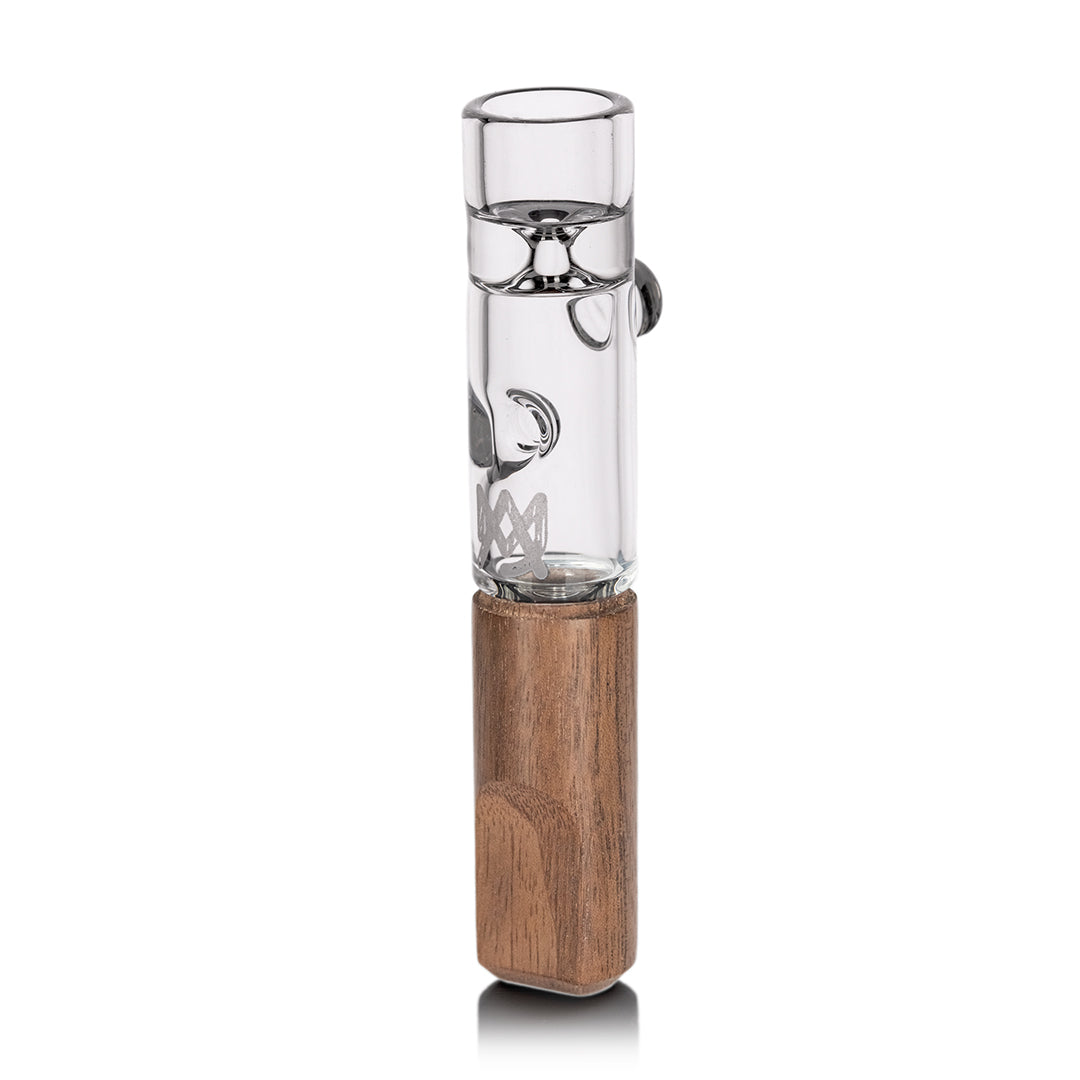 MJ Arsenal Ridge Chillum Taster One Hitter with Borosilicate Glass and Wood Detailing
