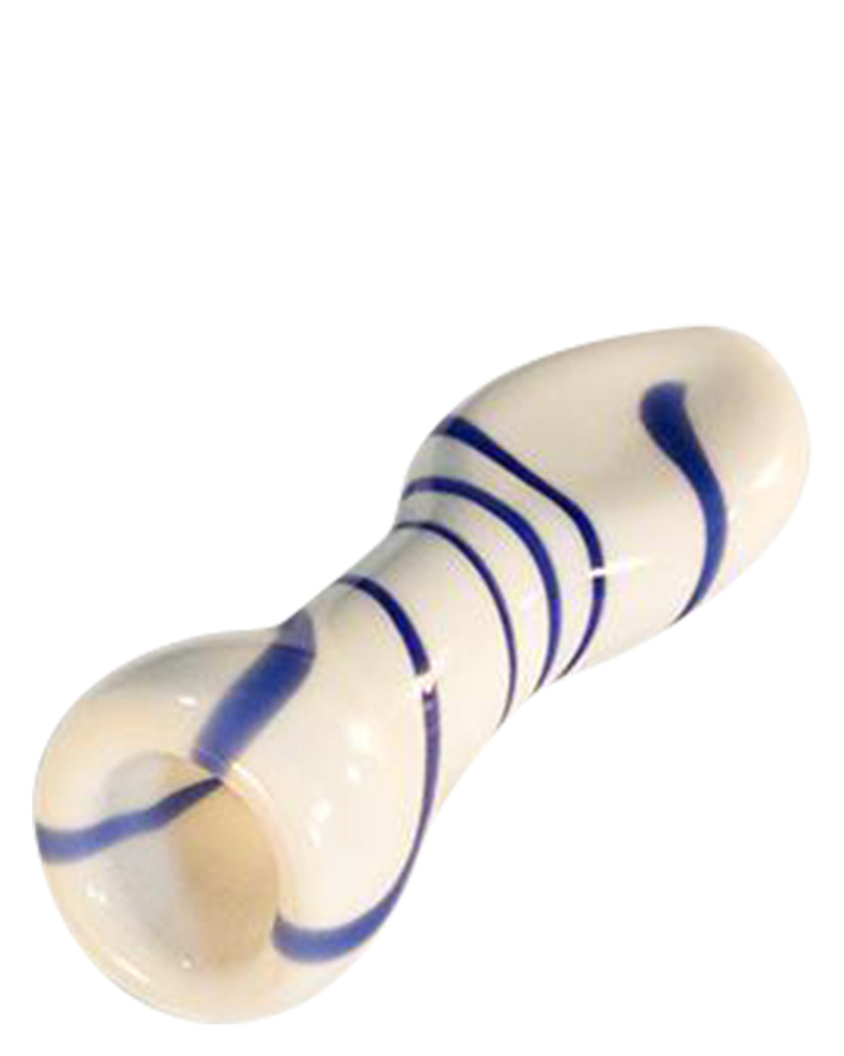 Valiant Distribution Rainbow Stripe Glass Chillum in Blue - Compact Borosilicate One-Hitter