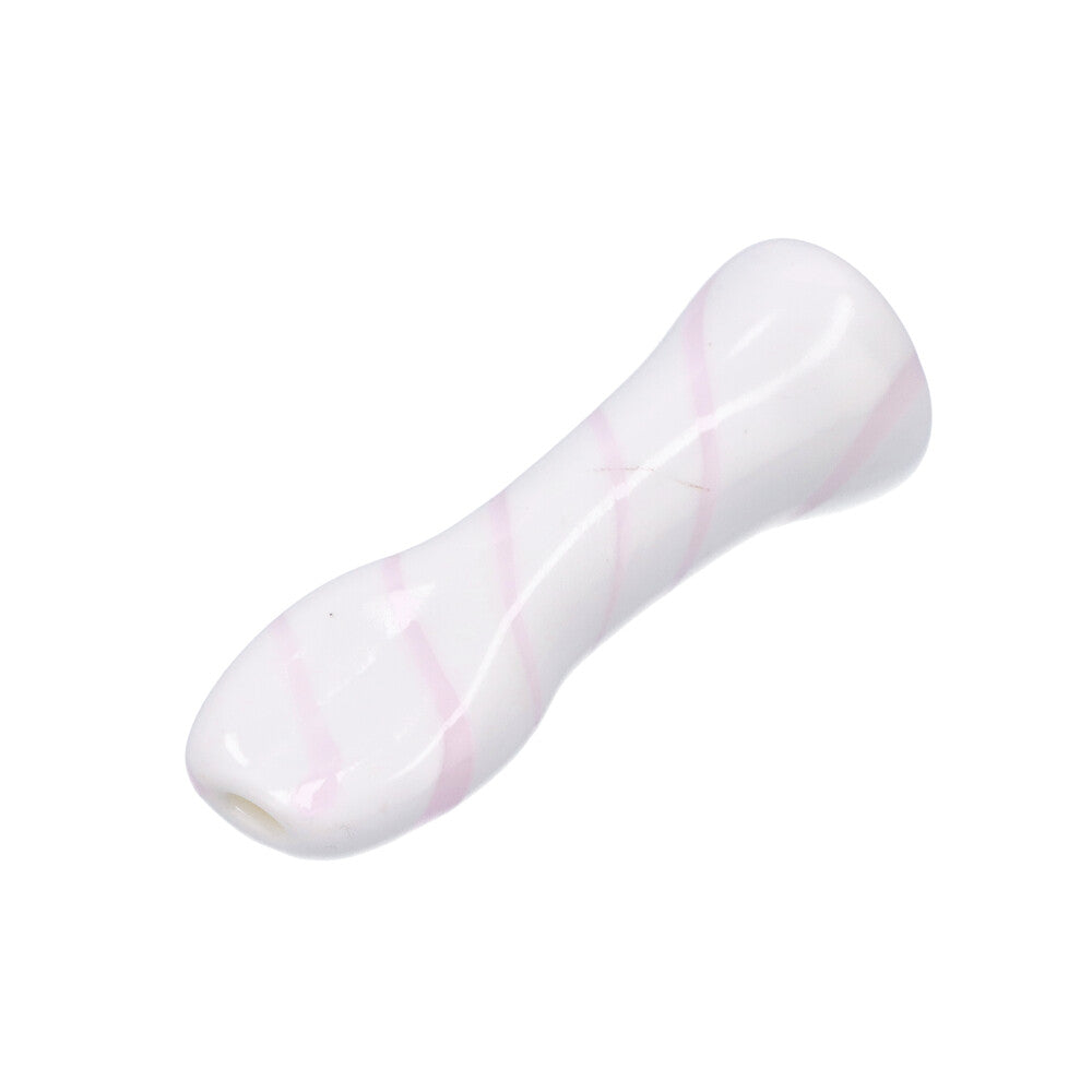 Valiant Distribution Rainbow Stripe Glass Chillum, Compact One-Hitter Pipe, Top View