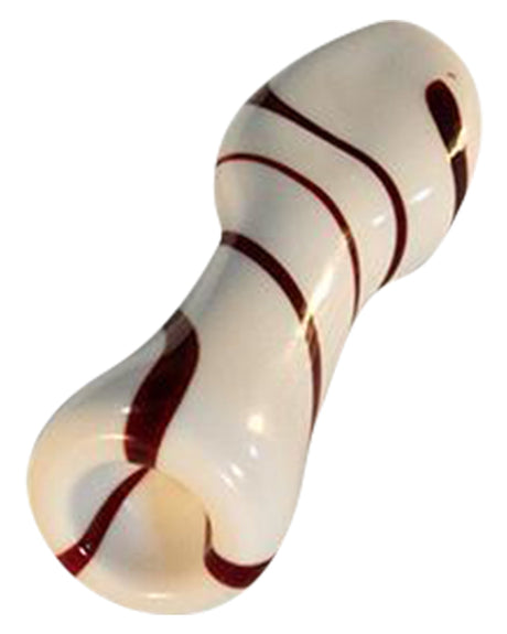 Valiant Distribution Rainbow Stripe Glass Chillum with Red Stripes, 3.25" Portable One-Hitter