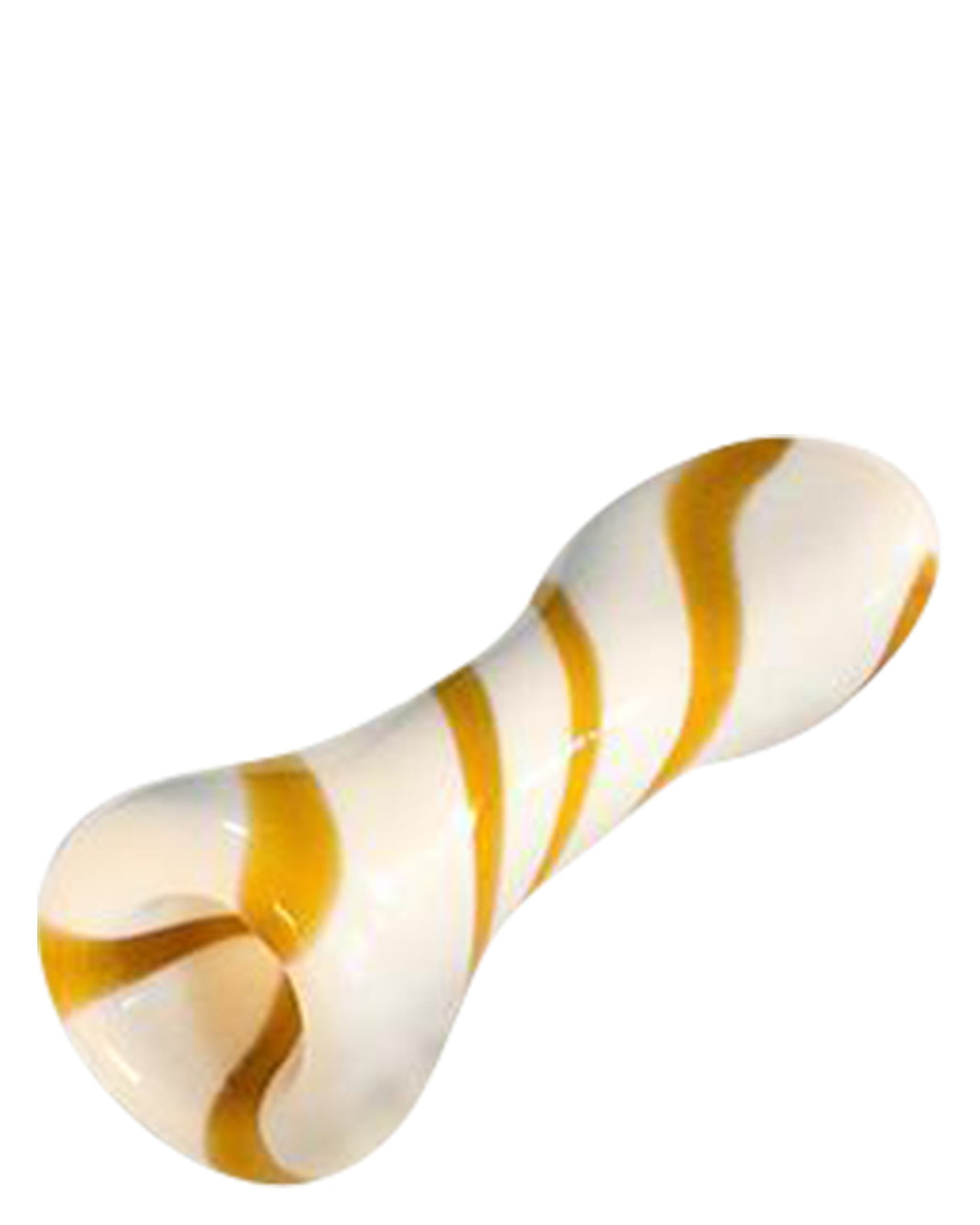 Valiant Distribution Rainbow Stripe Glass Chillum for Dry Herbs, Compact 3.25" One-Hitter Pipe, Yellow and White Design