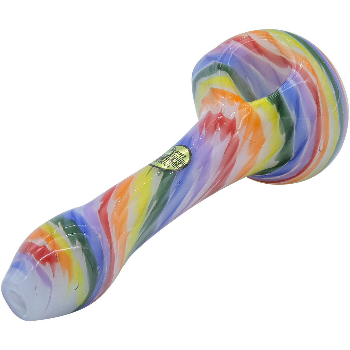 LA Pipes Rainbow Tie-Dye Glass Spoon Pipe, 4.35" Borosilicate, USA Made