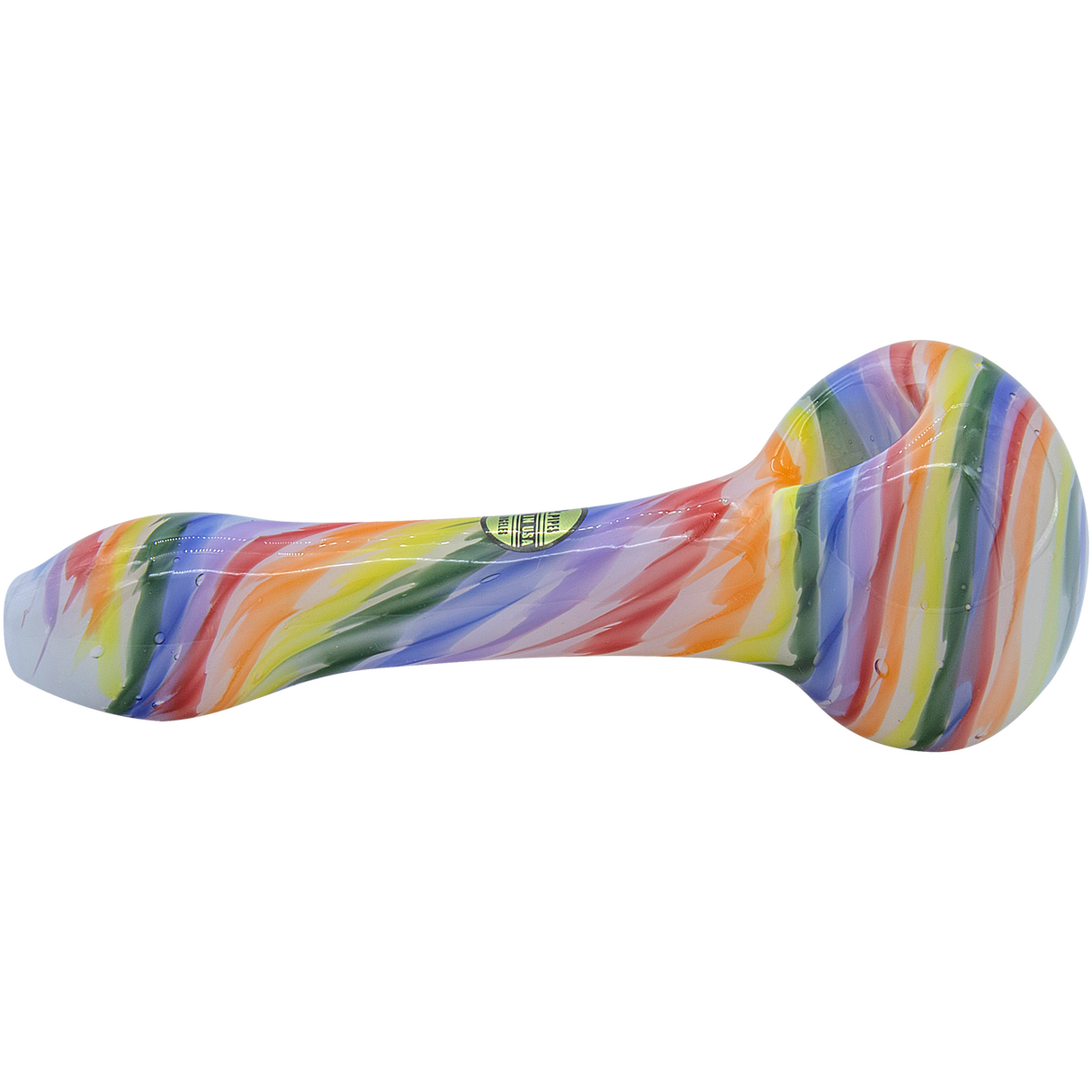 LA Pipes Rainbow Tie-Dye Borosilicate Glass Spoon Pipe, 4.35" Length, USA Made