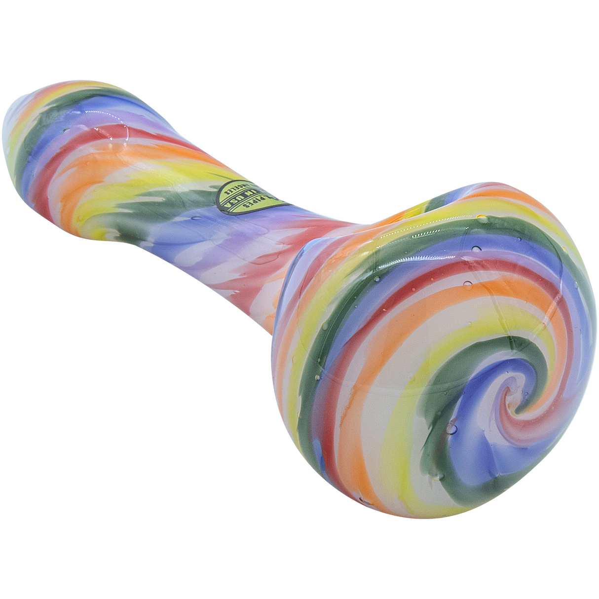 LA Pipes Borosilicate Glass Spoon Pipe with Rainbow Tie-Dye Design, 4.35" Length, Handcrafted in USA