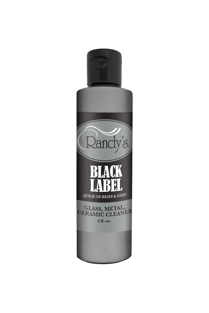 Randy's Black Label 6oz Cleaner, front view on white background, for glass, metal, ceramic