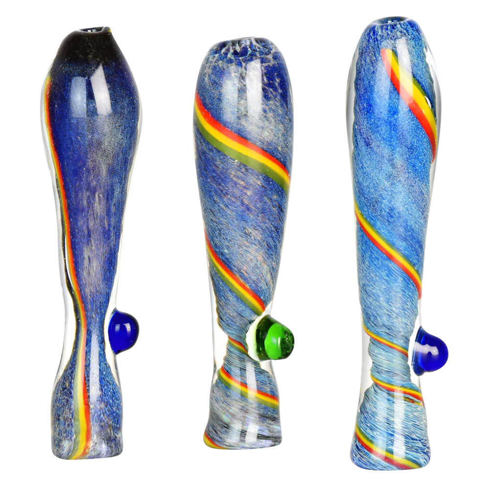 Rasta Waterfall Glass Taster with Marble, 3.5" Heavy Wall Borosilicate, Triple Views