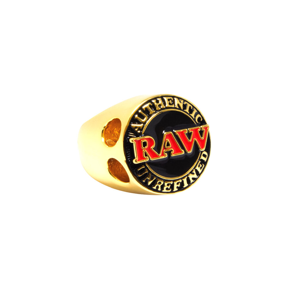 RAW Championship Double Cone Holder Ring in gold and black, front view on white background