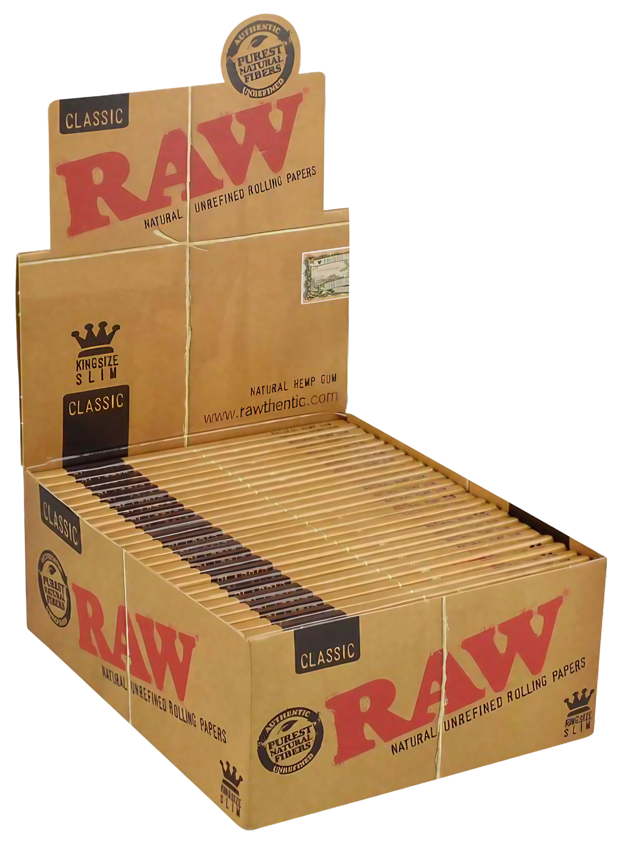 RAW Classic Kingsize Slim Rolling Papers 50 Pack display box front view