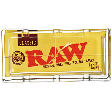 RAW Classic Pack heavy wall glass ashtray, 6" x 3" size, top view on white background