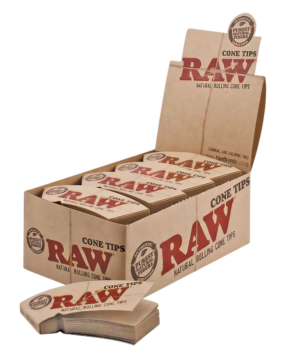 RAW Cone Tips Bulk 24 Pack displayed with open box and individual packs