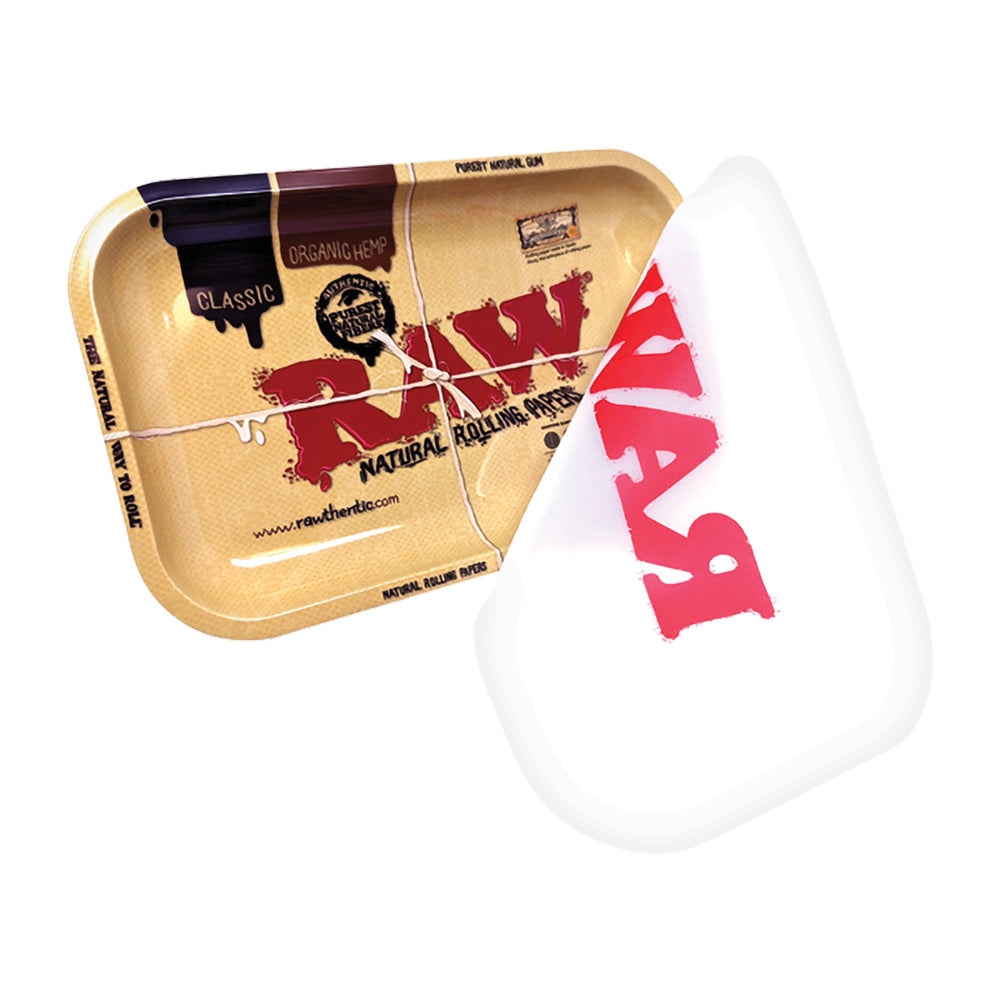 RAW Dab Tray 11"x7" with Silicone Cover - Metal Rolling Accessory for Smokers