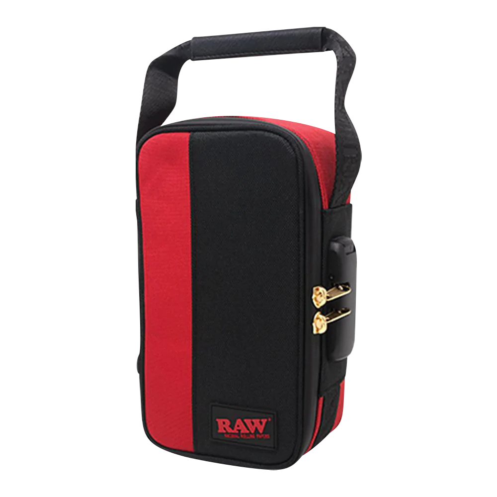 RAW Dank Locker CarryRawl with Full Foil Terp Bag, front view on white background