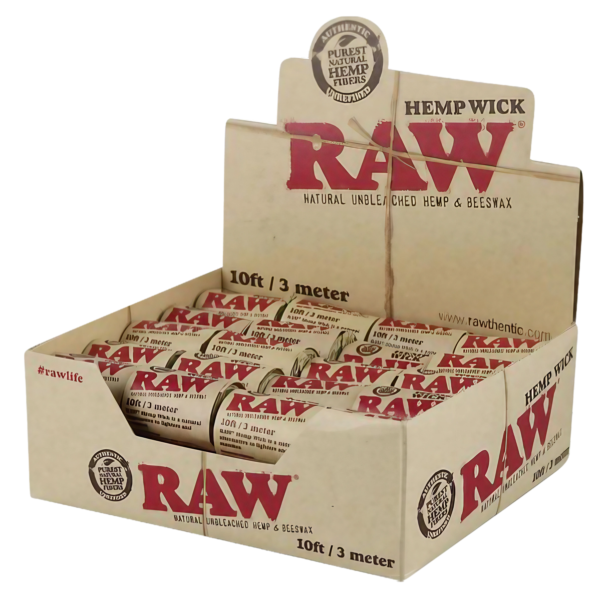 Box of 40 RAW Natural Hemp Wick 10ft Rolls for Dab Rigs, Unbleached Hemp Material