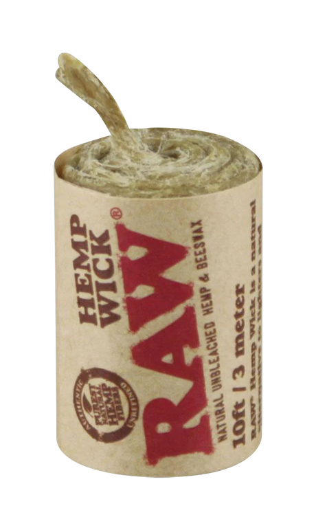 RAW Natural Hemp Wick 10ft Roll - 40 Pack, unbleached hemp material, front view on white