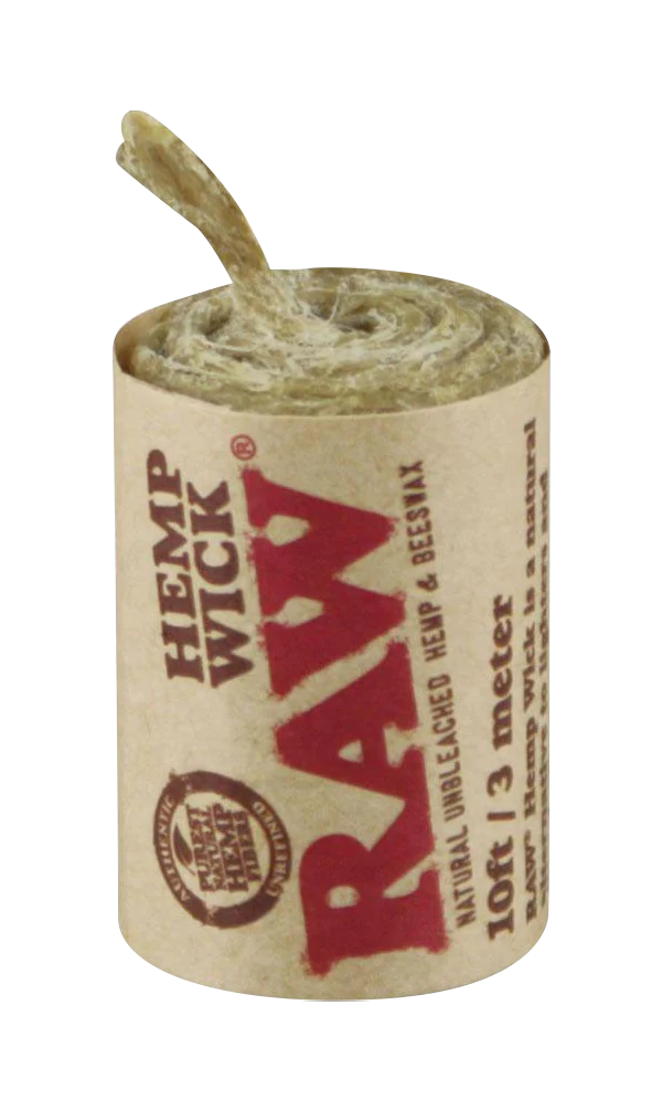 RAW Natural Hemp Wick 10ft Roll - 40 Pack, unbleached hemp material, front view on white