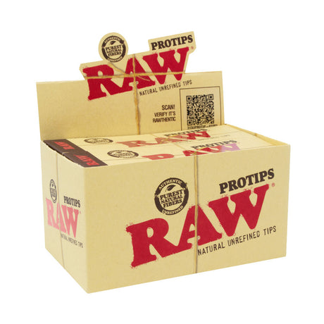 RAW ProTips 21 Pack Display Box Front View - Customizable Natural Unrefined Rolling Tips