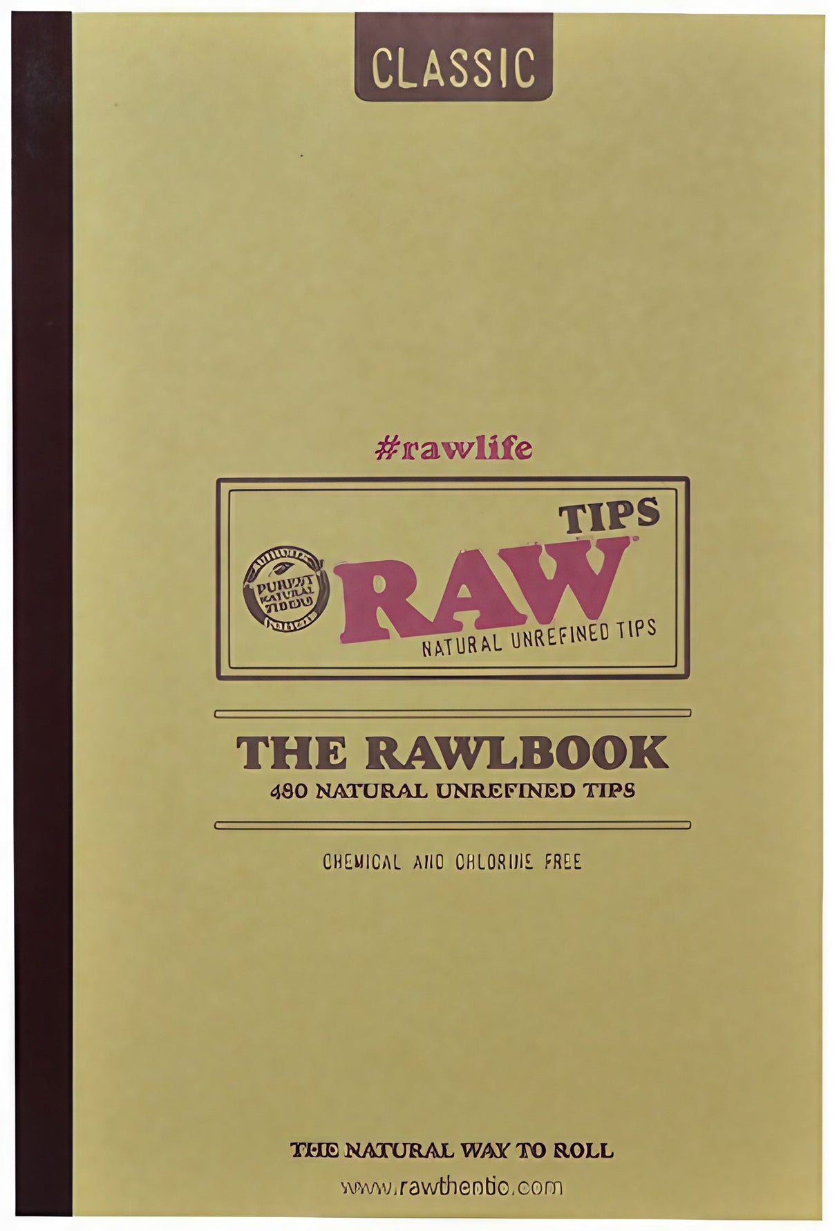 RAW RawlBook - Front View of Natural Unrefined Rolling Tips Booklet