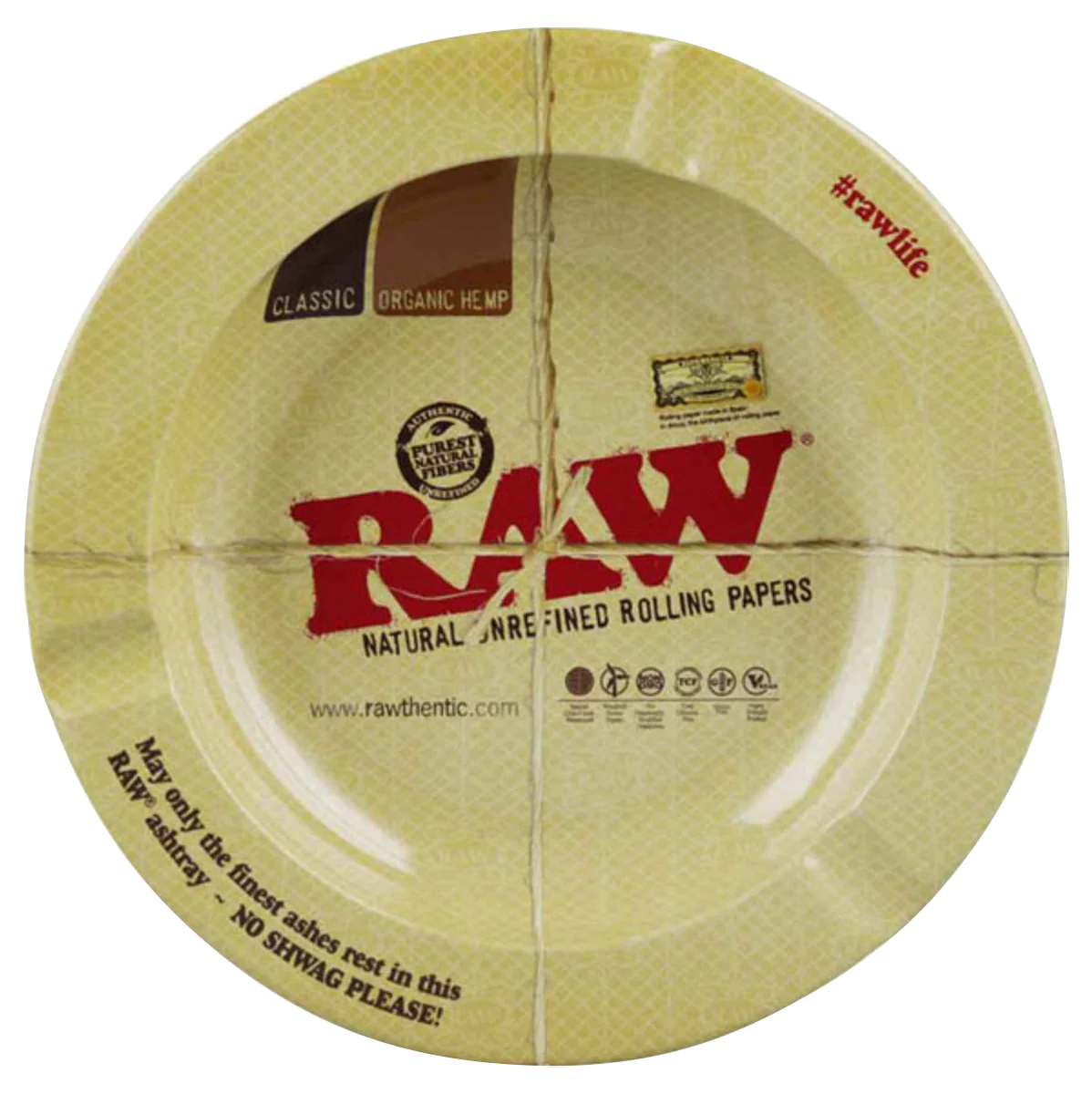 RAW Round Metal Ashtray, 5.5" Diameter, Top View, For Dry Herbs, Durable Design