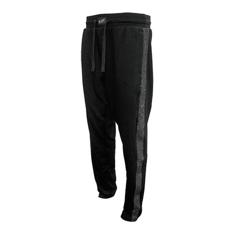 RAW Black Sweatpants with Stash Pocket, Comfort Fit, Side View on White Background