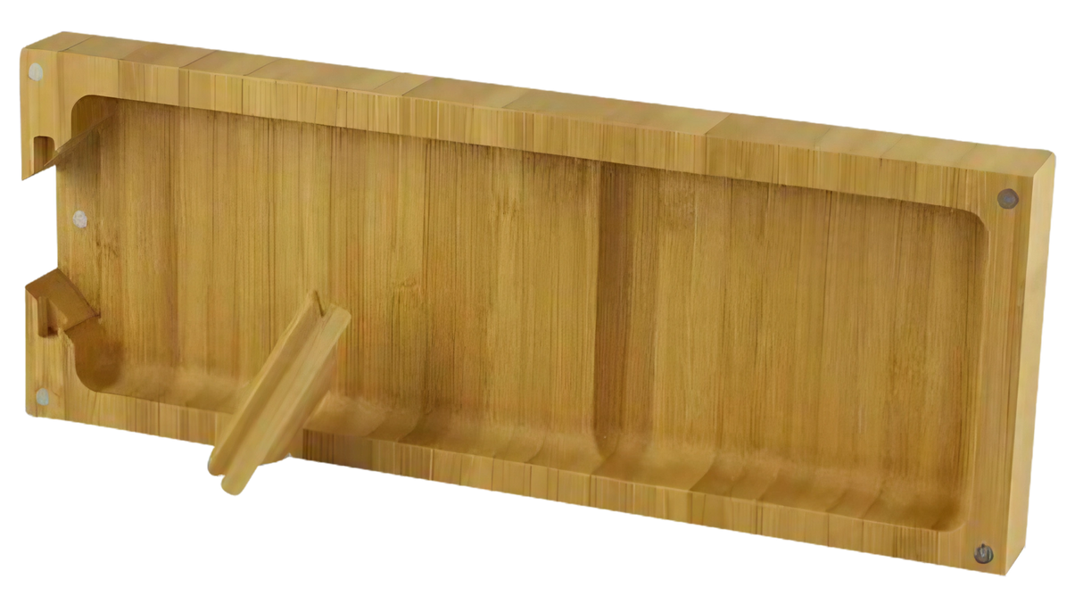 RAW Triple Flip Rolling Tray in Wood, 10"x10.5" Size, Multi-Panel Design - Top View