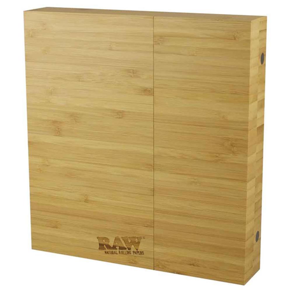 RAW Triple Flip Rolling Tray made of wood, closed view, 10" x 10.5" size, perfect for rolling