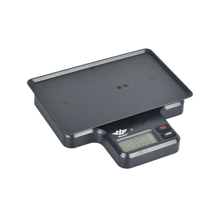 RAW X My Weigh Tray Scale, 1000g capacity with variable precision, angled front view