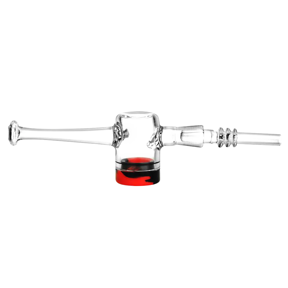 Borosilicate glass reclaimer dab straw with titanium tip, 10mm female joint - side view