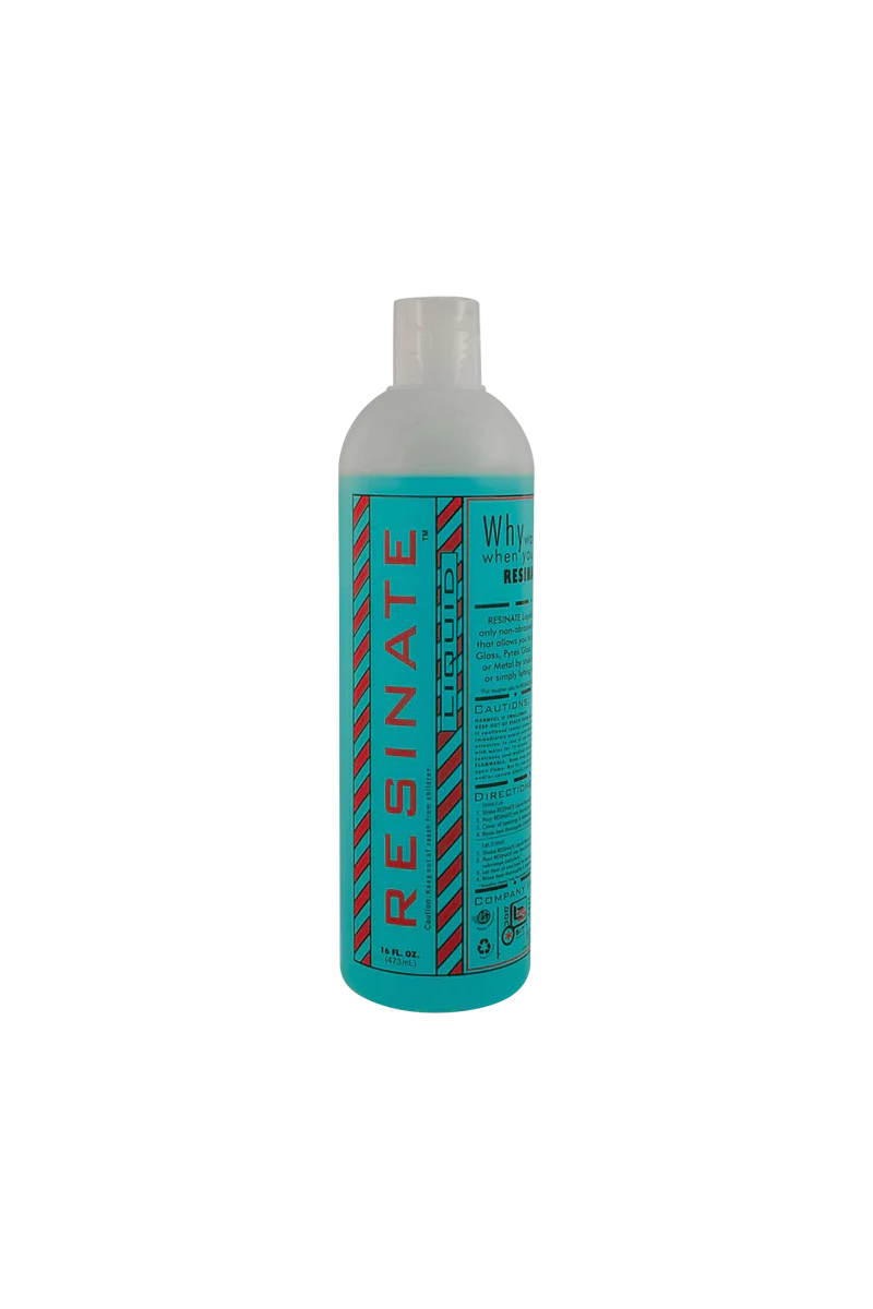 Resinate Liquid Cleaning Solution 16oz, blue color, front view on seamless white background