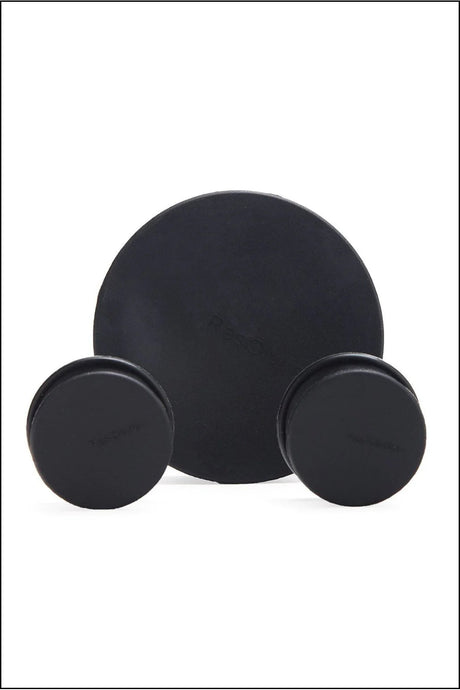 Resolution black silicone caps for bongs and dab rigs, compact design, front view on white background