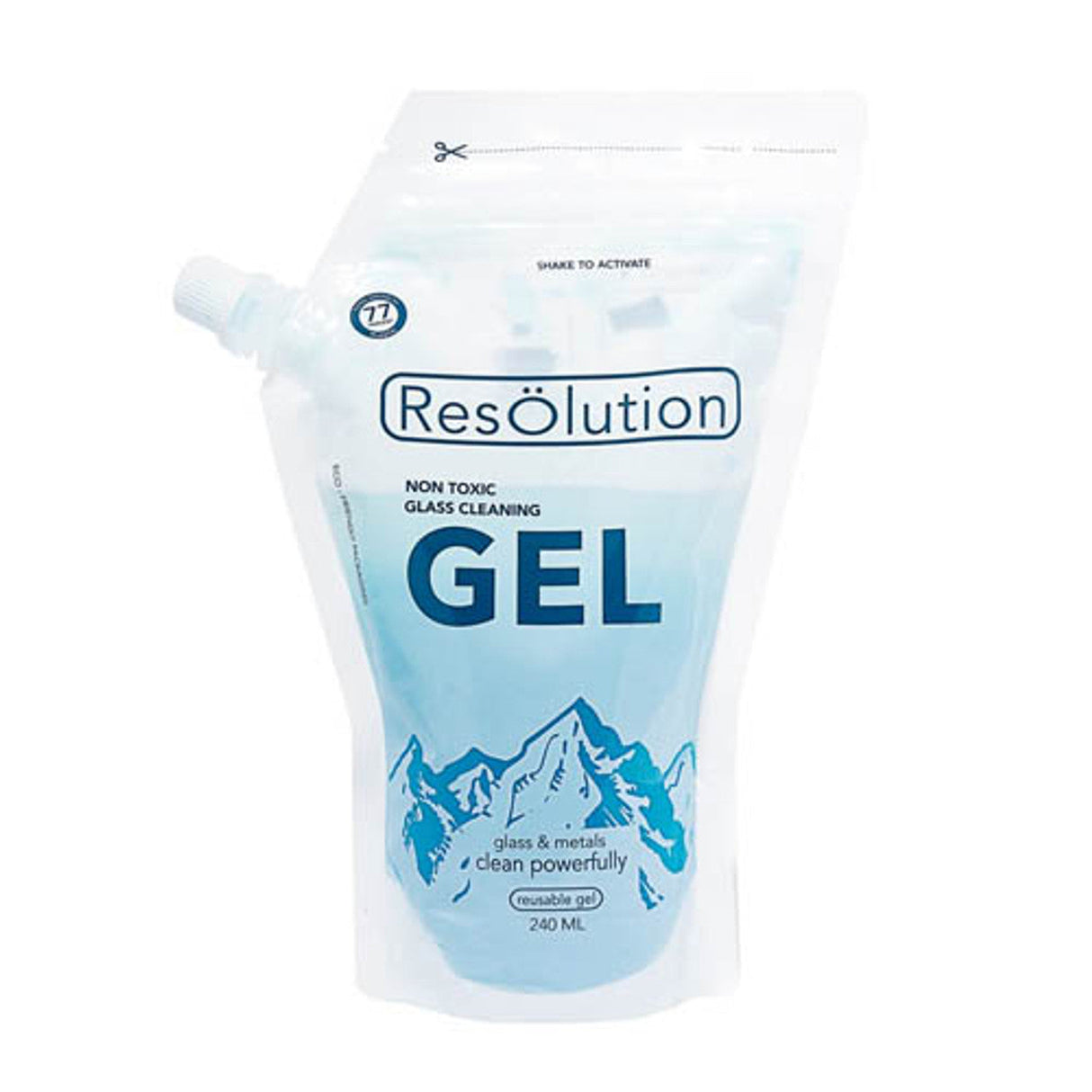 Resolution Gel Glass Cleaner in squeezable silicone pouch, blue, for bongs and pipes, front view