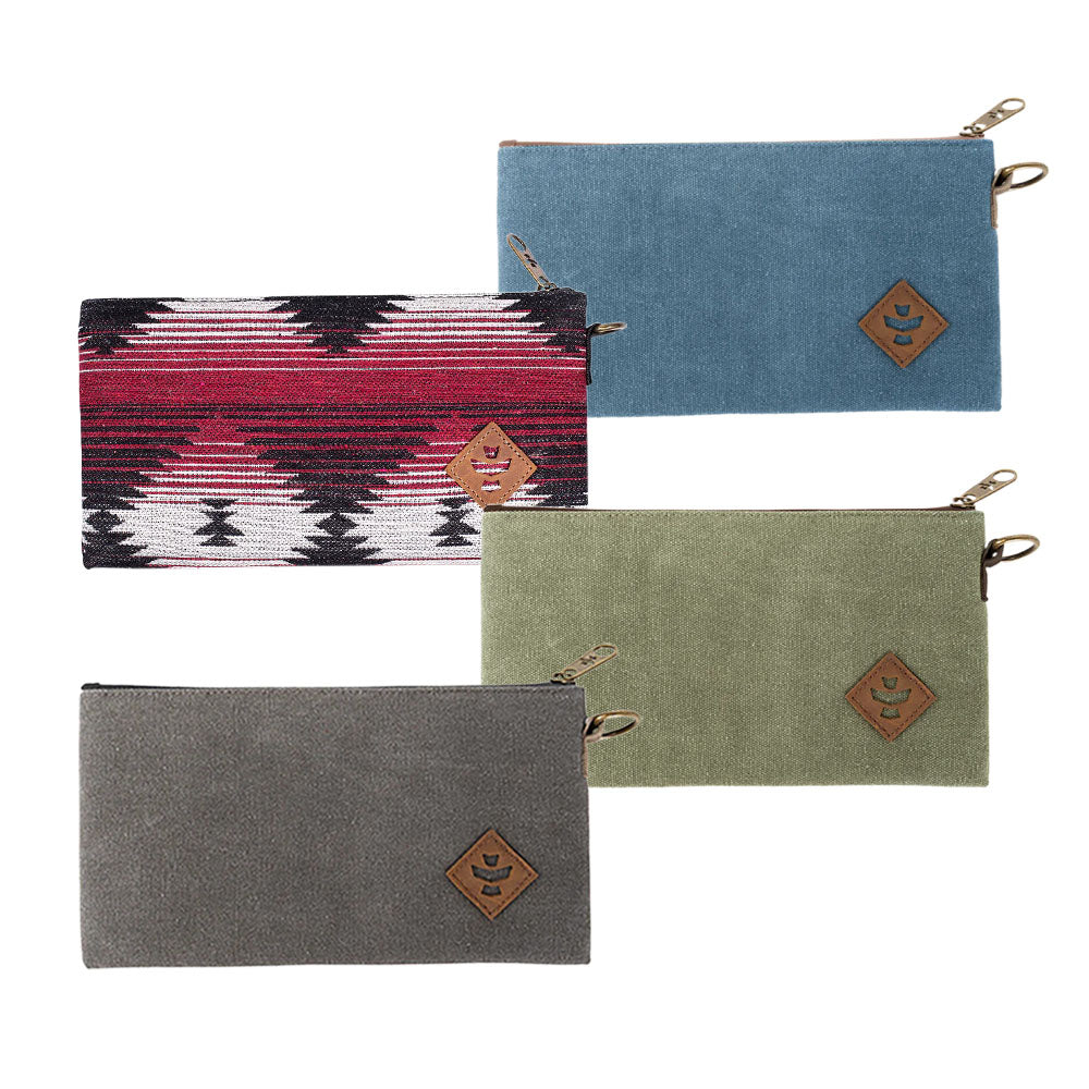 Revelry Broker Smell Proof Stash Bags in various colors, compact and portable design