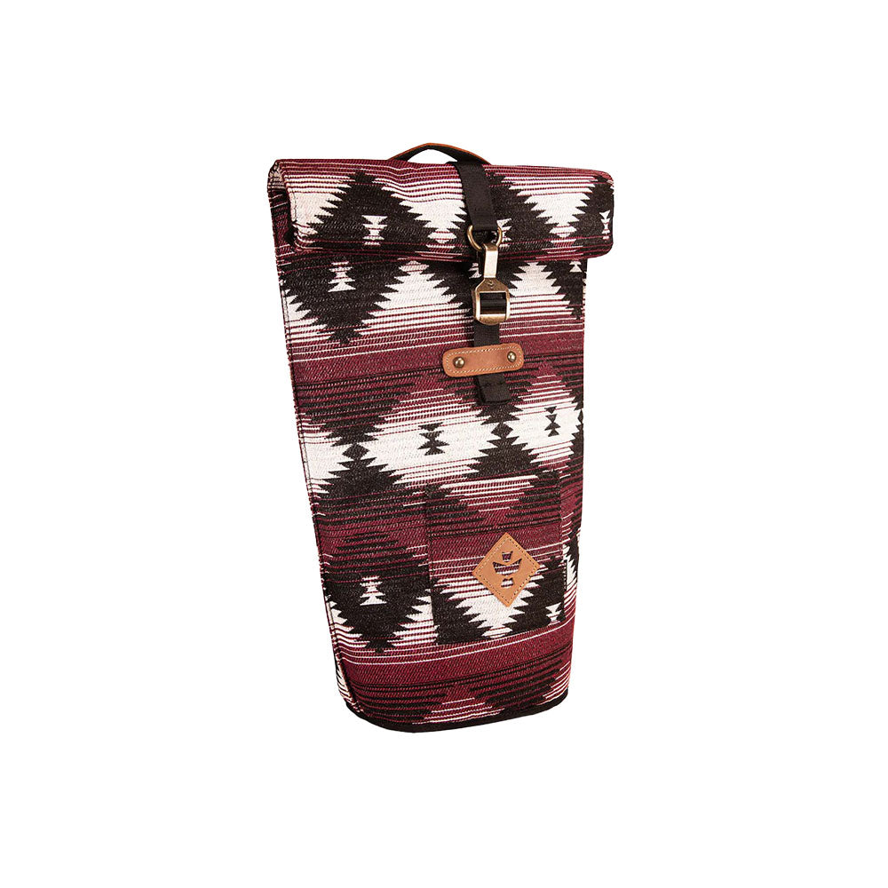 Revelry Supply Defender Smell Proof Backpack in Maroon Pattern, Padded Canvas Material, Front View