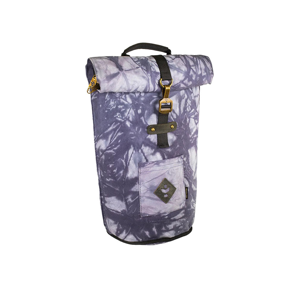 Revelry Supply Defender Smell Proof Backpack in Tie Dye Blue with Padded Straps - Front View