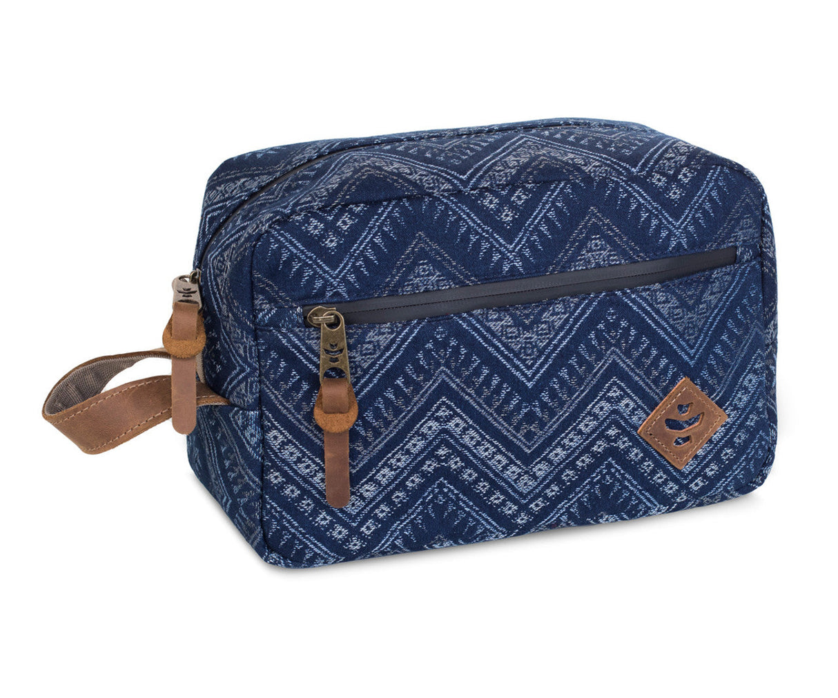 Revelry Supply Stowaway in Indigo with heavy-duty rubber and silicone, side view on white