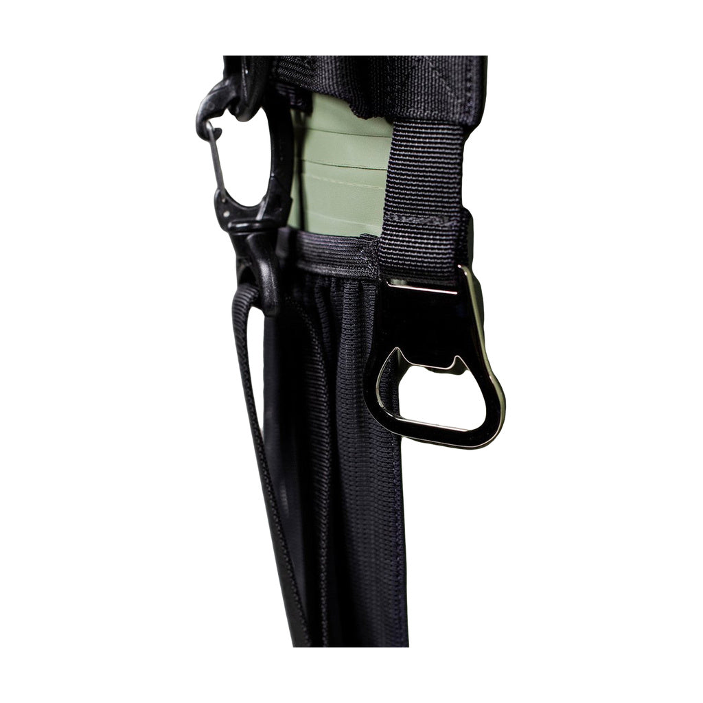 Close-up of Revelry Supply - The Nomad Soft Cooler Backpack's durable clip and strap