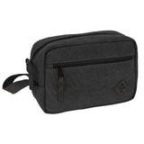 Revelry The Stowaway 11" x 6" Smell Proof Toiletry Bag in Black, Front View on White Background