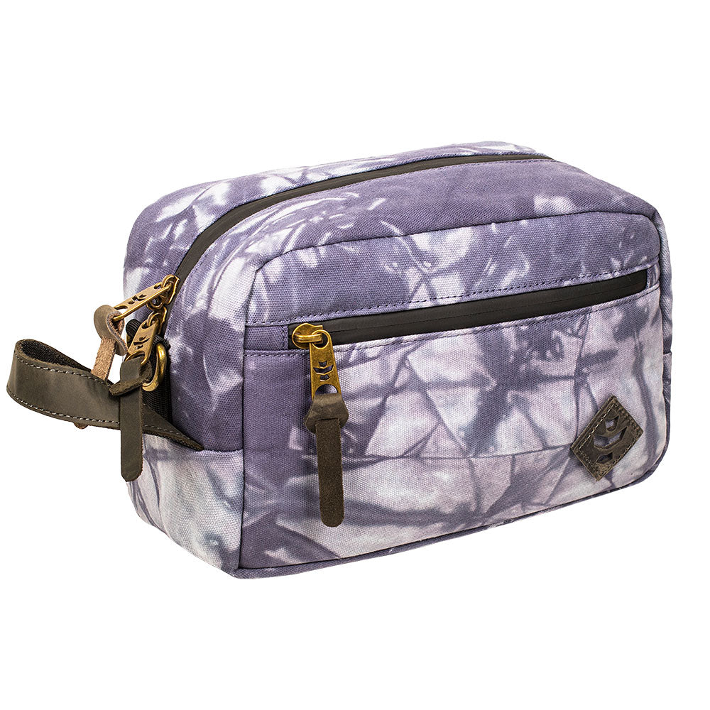 Revelry The Stowaway Smell Proof Toiletry Bag in Purple Tie-Dye, Front View