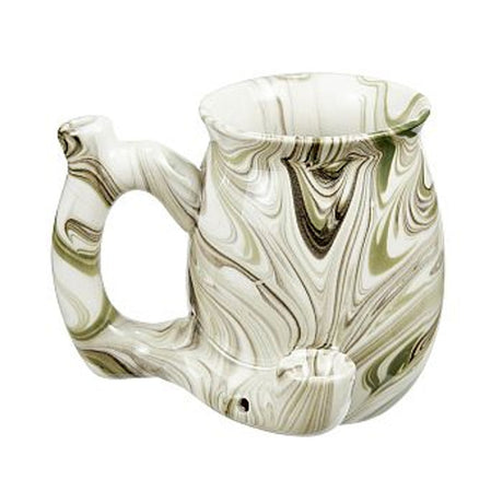 Fashion Craft Roast & Toast Ceramic Mug Pipe in Green Marble Design - Front View