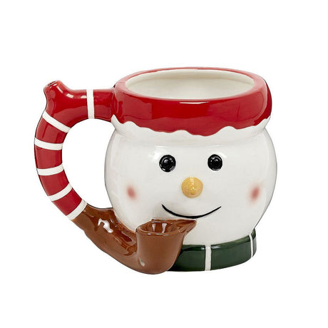Fashion Craft Roast & Toast Ceramic Mug designed as a Snowman with Pipe, Front View