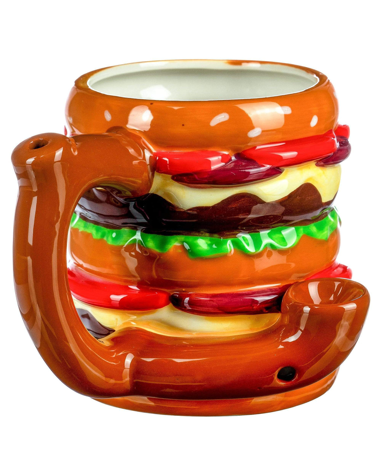 Roast & Toast Ceramic Cheeseburger Mug Pipe for Dry Herbs, Novelty 4.5" - Front View