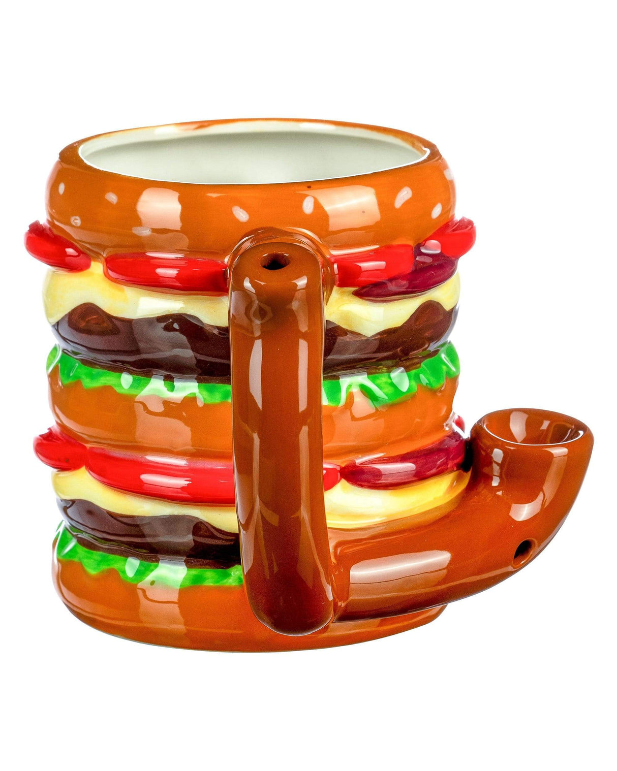 Roast & Toast Ceramic Cheeseburger Mug Pipe for Dry Herbs - Novelty Gift - Front View