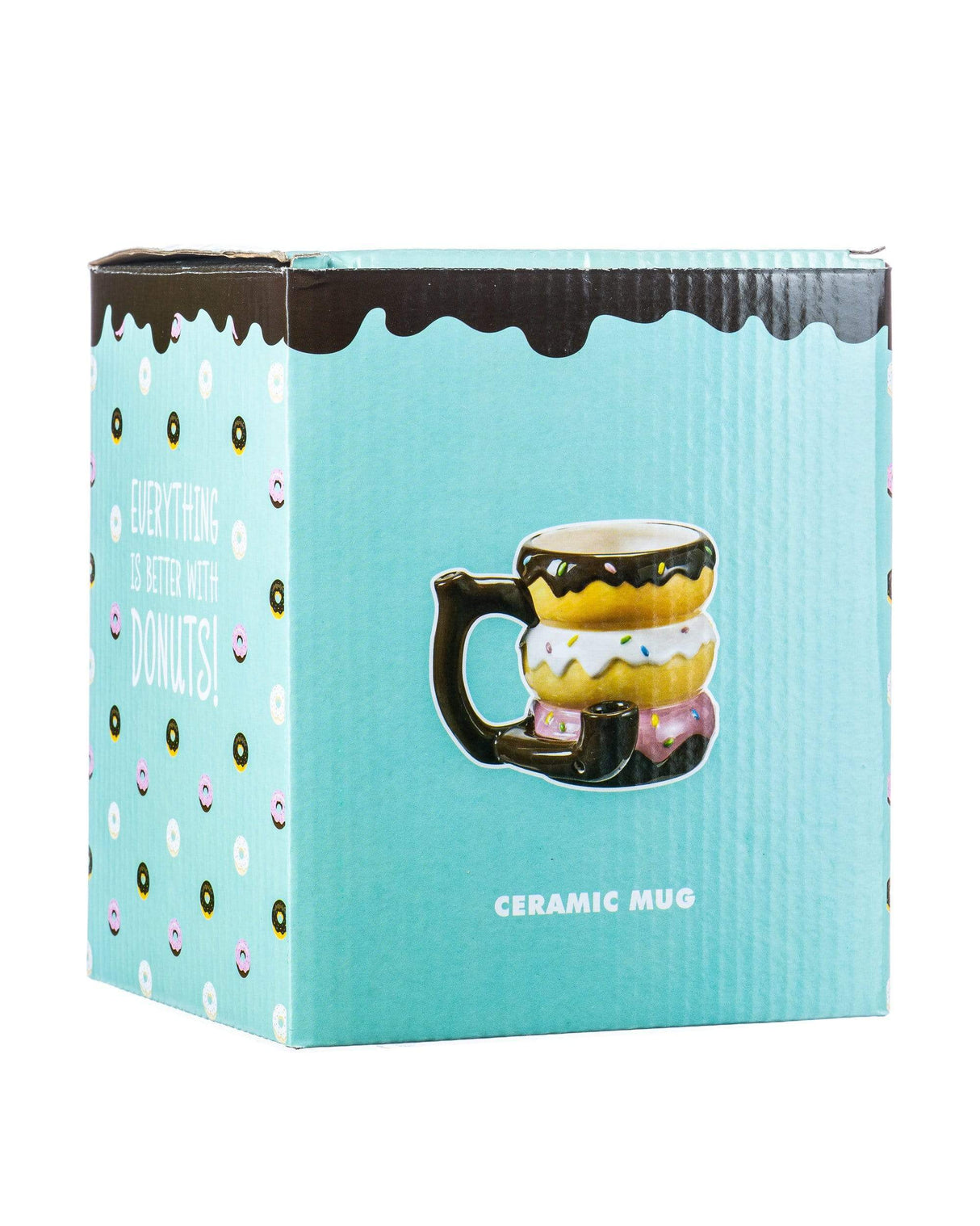 Roast & Toast Doughnuts Pipe Mug in packaging, fun novelty ceramic for dry herbs