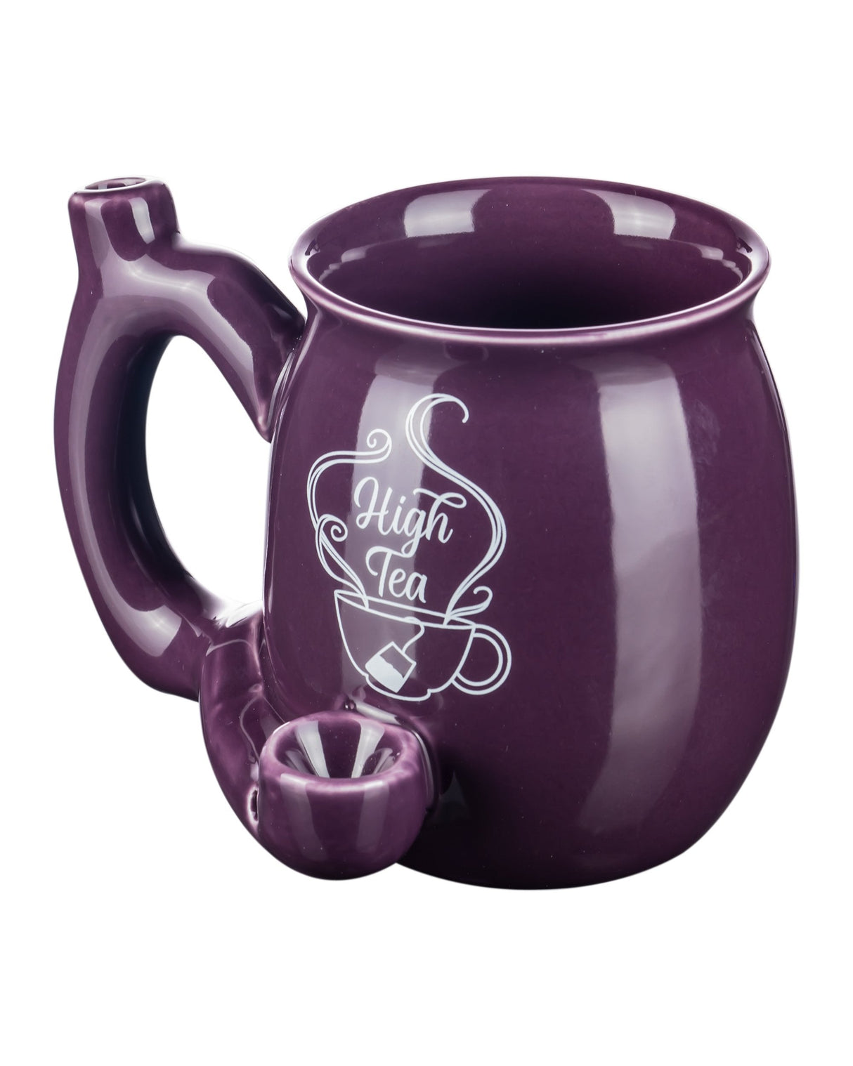 Roast & Toast 11oz Ceramic Pipe Mug in Purple - Easy Clean, Front View with Deep Bowl