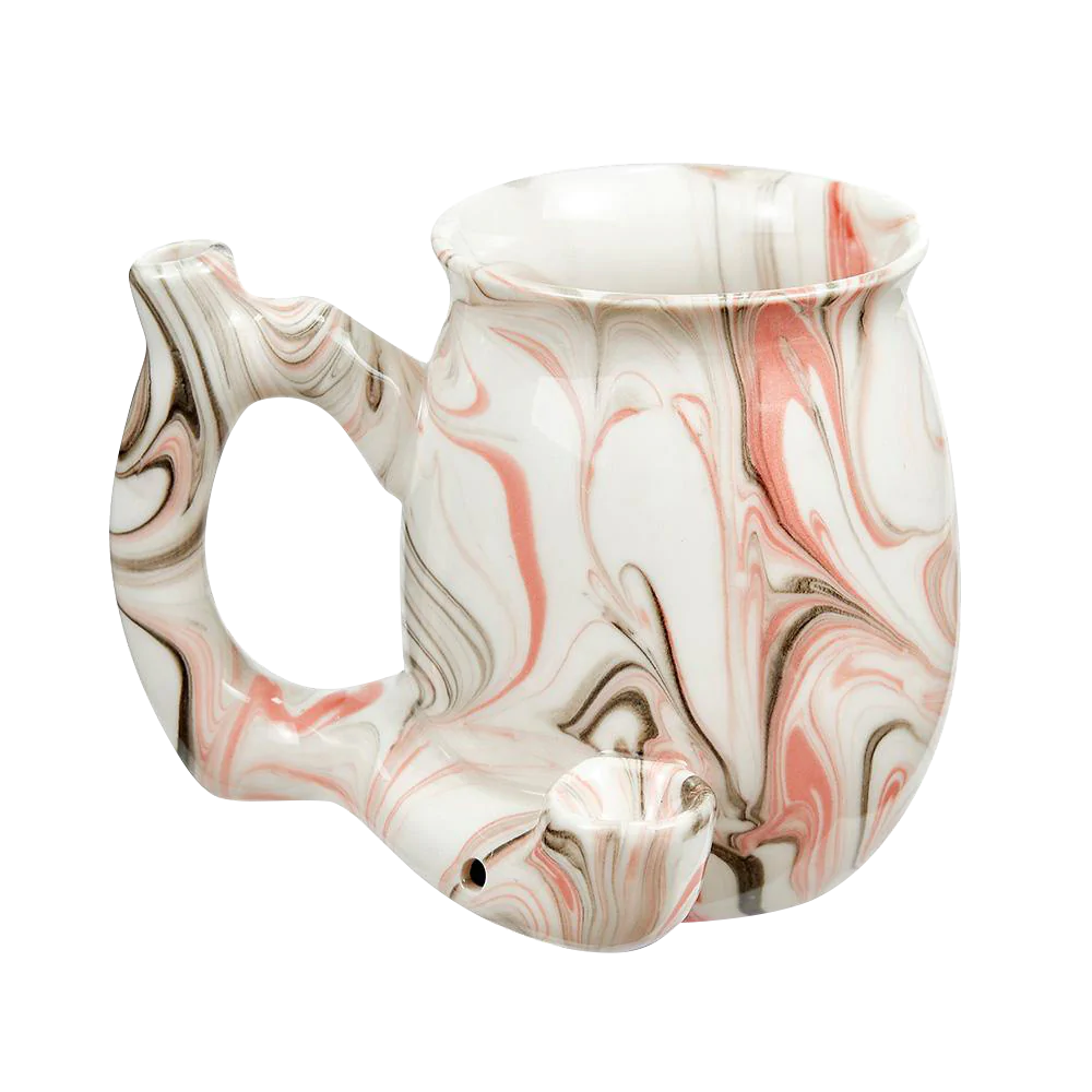Roast & Toast Marbled Ceramic Pipe Mug in Pink - Front View - Ideal for Dry Herbs