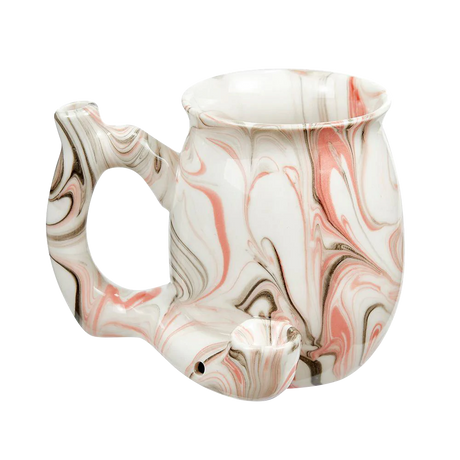 Roast & Toast Marbled Ceramic Pipe Mug in Pink - Front View - Ideal for Dry Herbs
