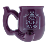Roast & Toast Ceramic Mug Pipe in Purple - Front View with Sip Puff Pass Design