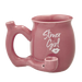 Roast & Toast Stoner Girl red ceramic mug pipe with front view on white background