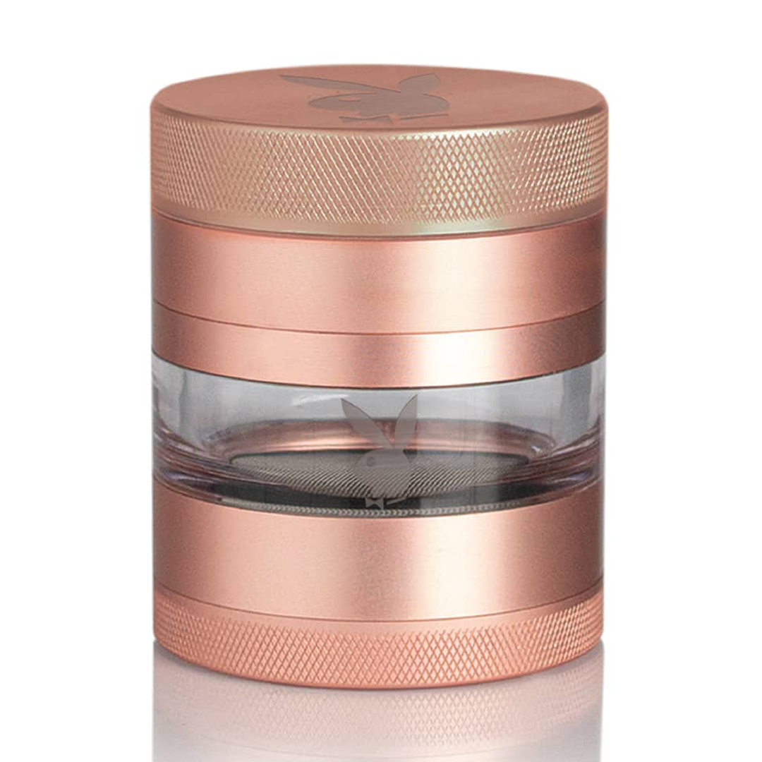 RYOT x Playboy Anodized Aluminum 4pc Herb Grinder with Glass Jar - Front View