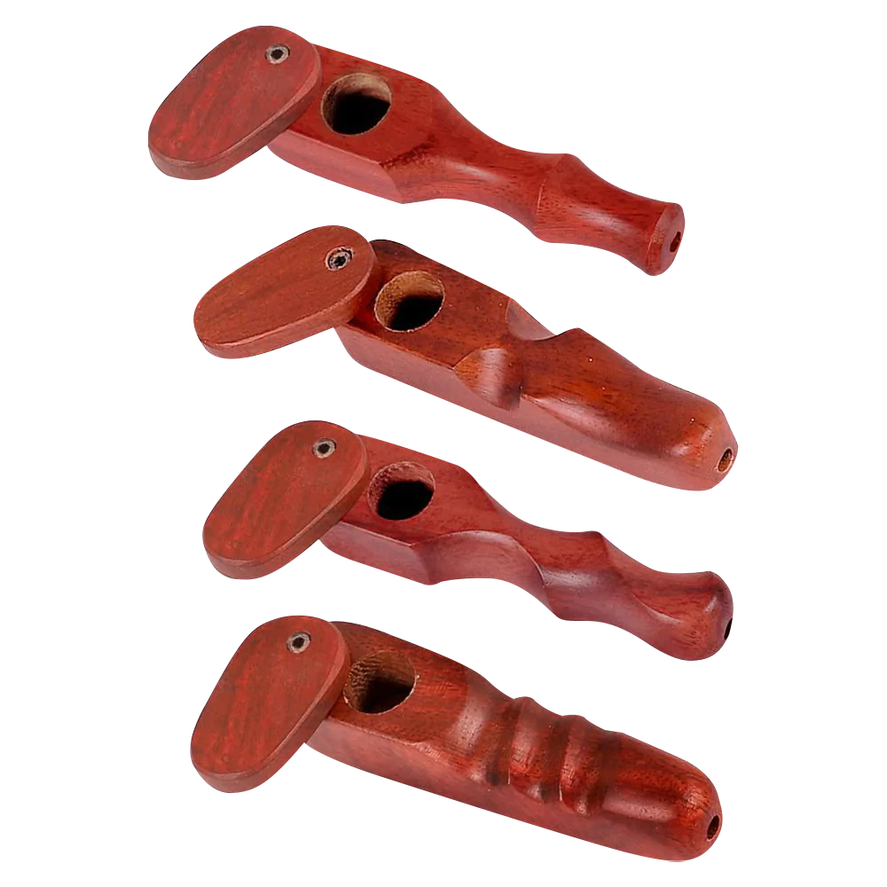 Rosewood Spoon Pipe with Swivel Lid, Portable 4" Design for Dry Herbs, Multiple Angles